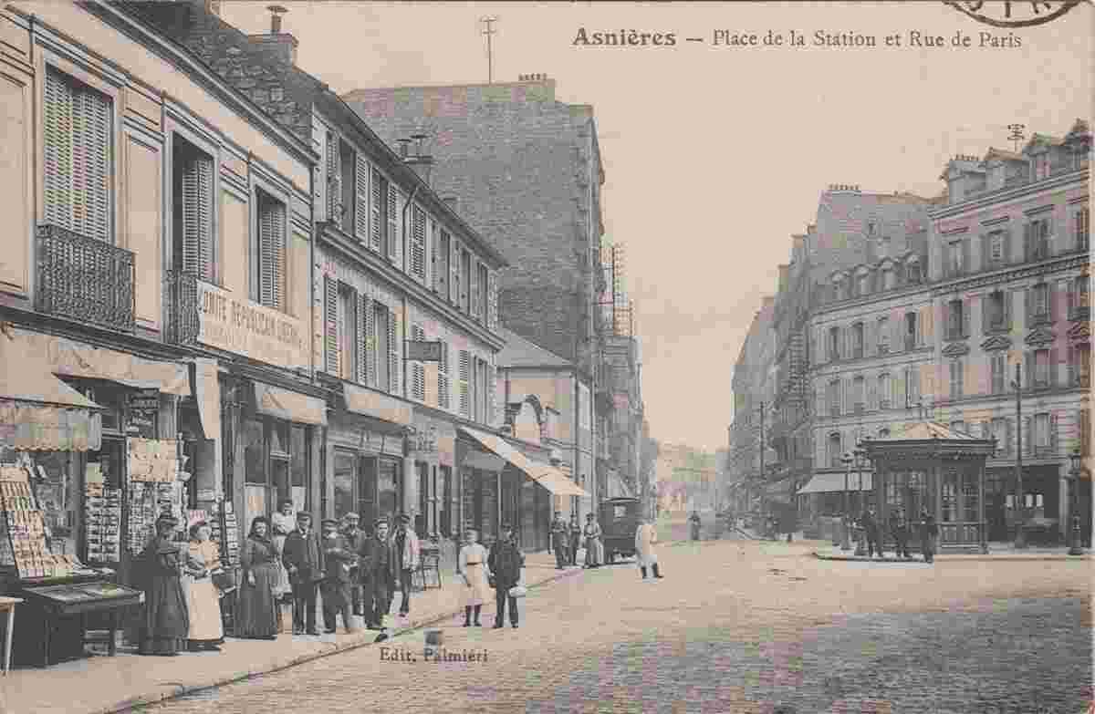 Asnières-sur-Saône. La Place de la Station et Rue de Paris, 1910