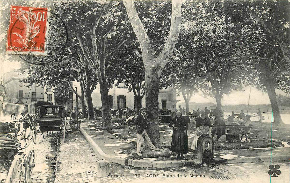 Agde. La Place de la Marine, 1911