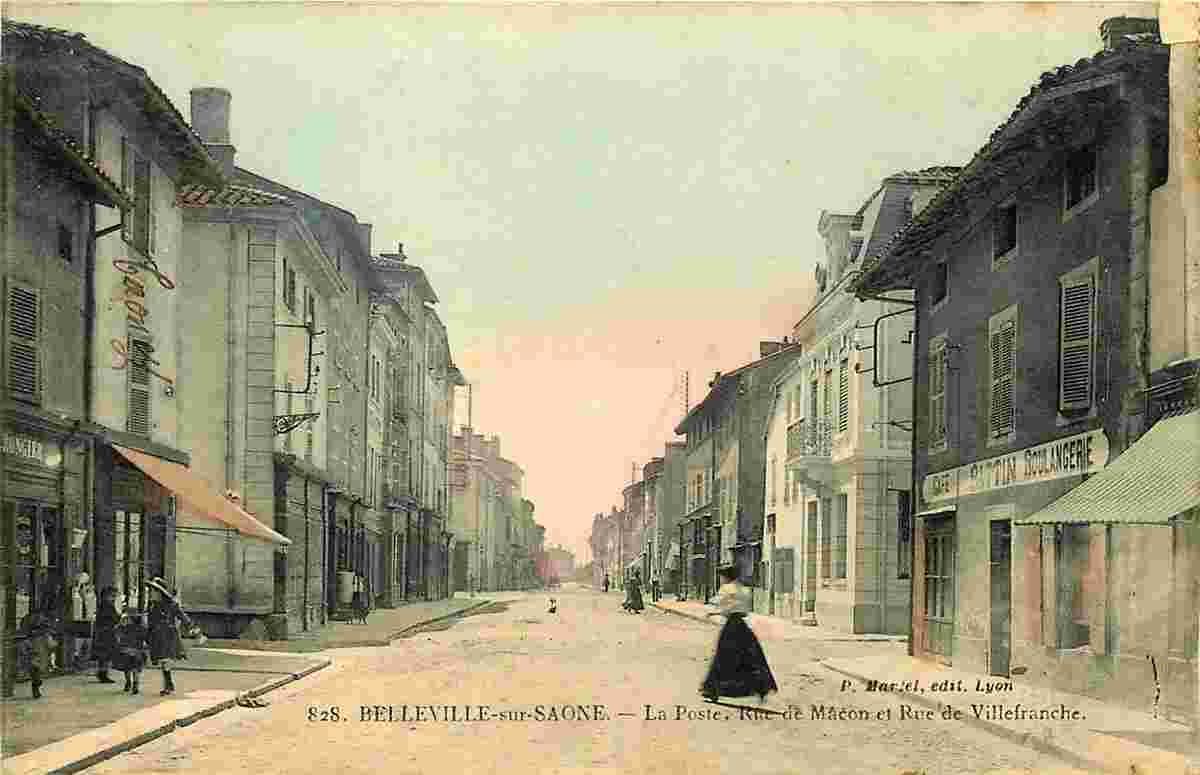 Belleville-en-Beaujolais. Poste, Rue de Mâcon et Rue de Villefranche