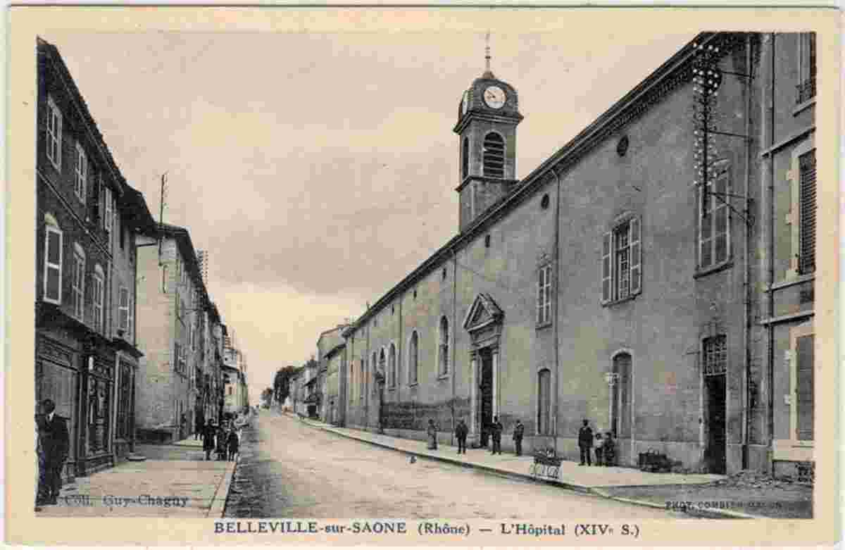 Belleville-en-Beaujolais. Rue de Beaujeu et l'Hôpital XIV e siècle