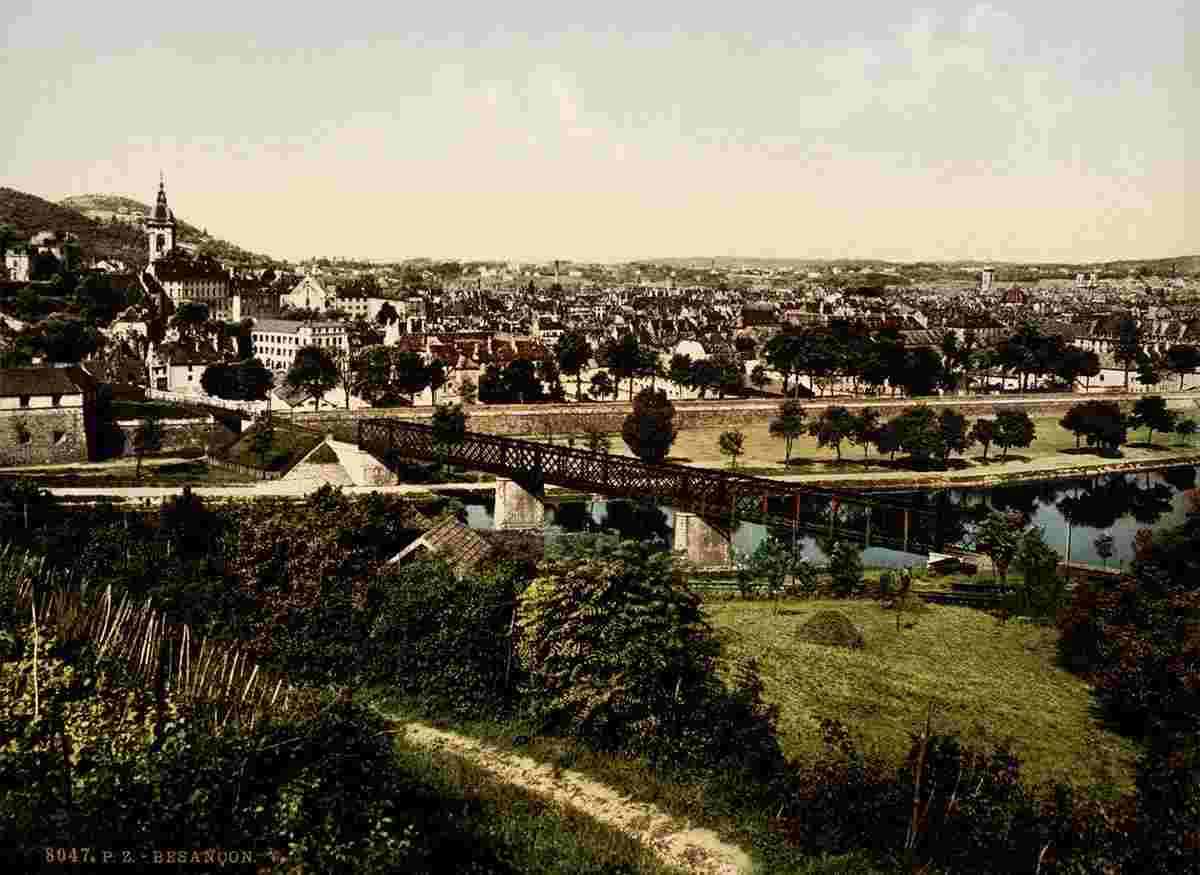 Besançon. Vue générale, avec le Doubs, 1890