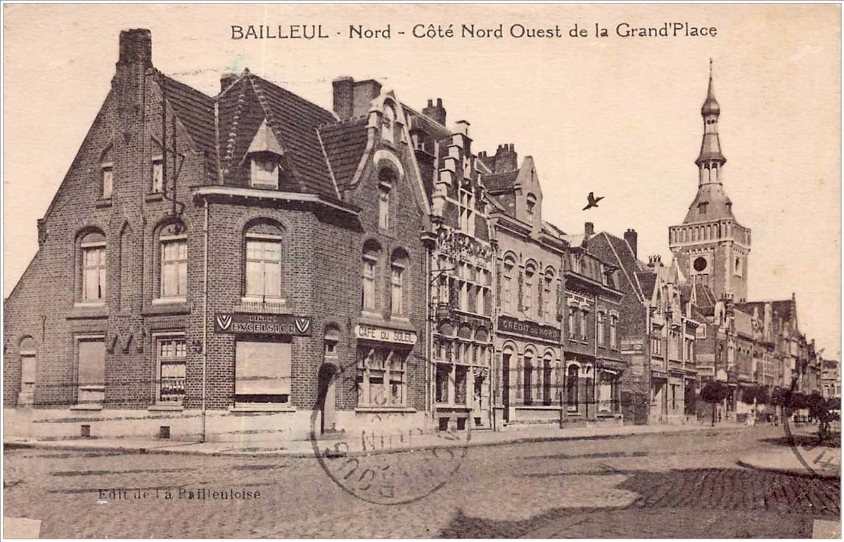 Bailleul. Côté nord-ouest de la Grande Place, 1932