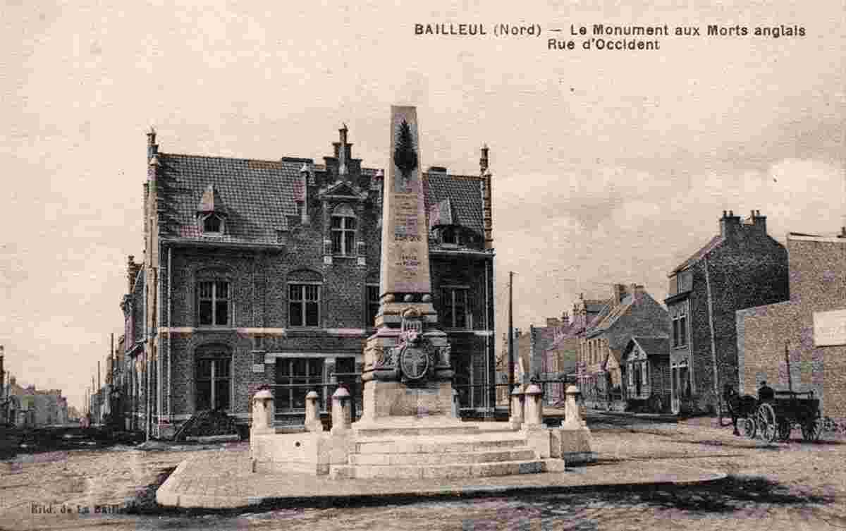 Bailleul. Monument aux Morts anglais en Rue d'Occident, 1932