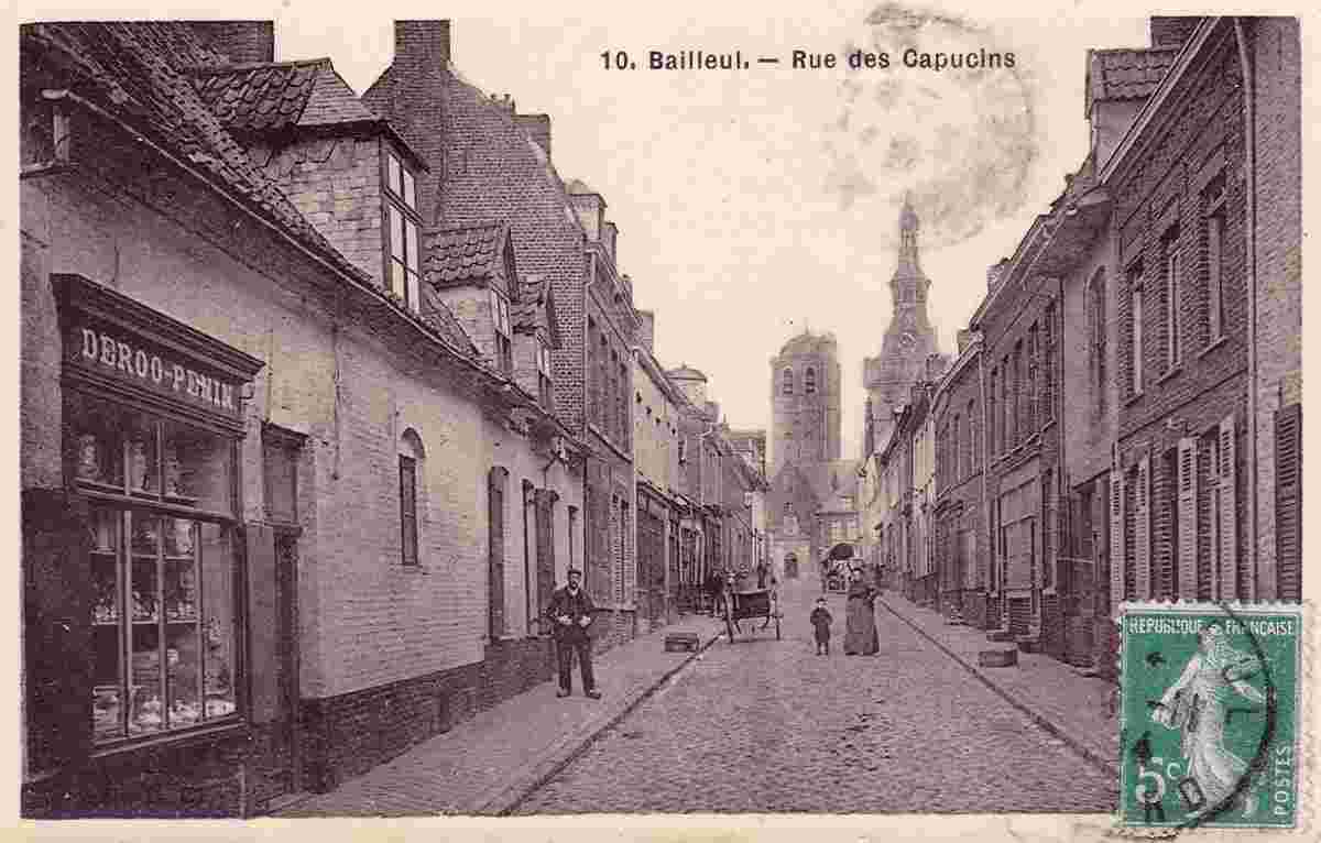 Bailleul. Rue des Capucins, magasin Deroo-Penin, 1914
