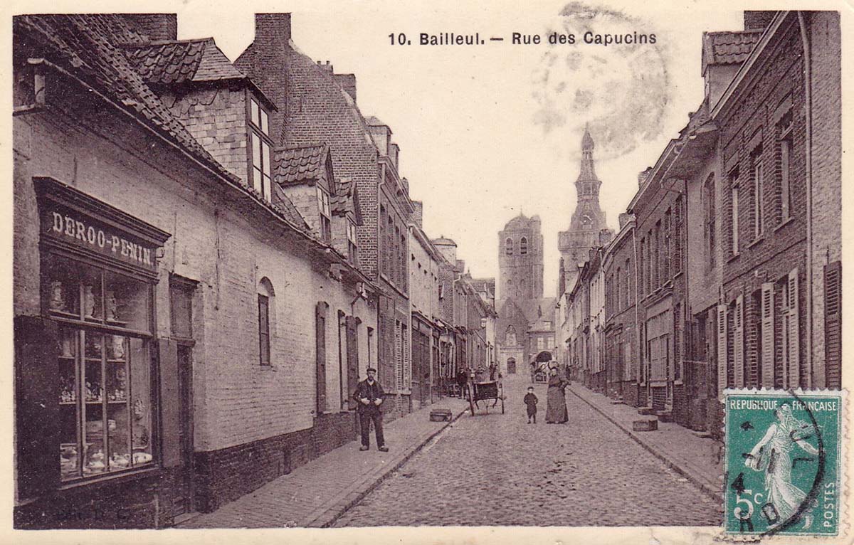 Bailleul. Rue des Capucins, magasin Deroo-Penin, 1914