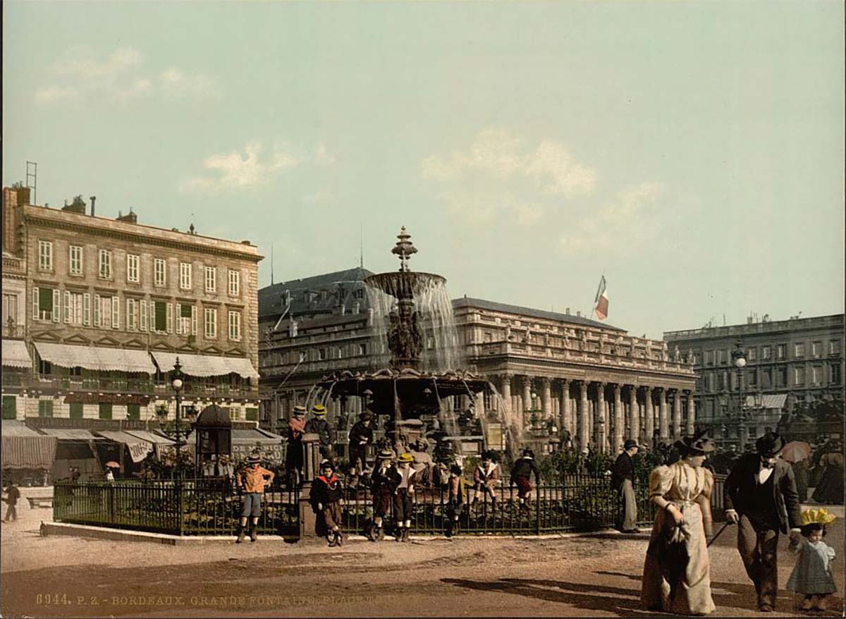Bordeaux. Grand fountain et place Tourny, 1890