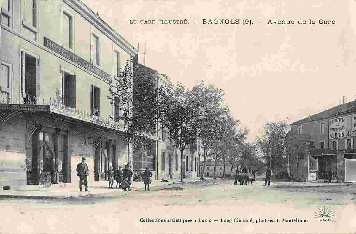 Bagnols-sur-Cèze. Avenue de la Gare, Hôtel du Commerce, 1910