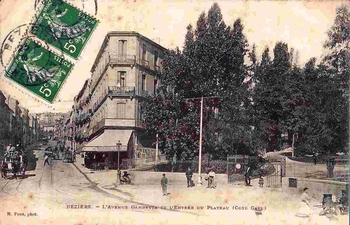 Béziers. Avenue Gambetta et l'Entrée du Plateau, 1908