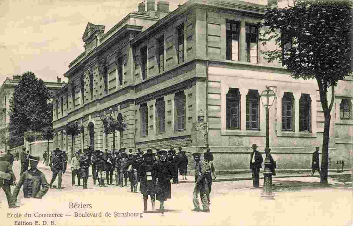 Béziers. Ecole du Commerce sur Boulevard de Strasbourg, 1904