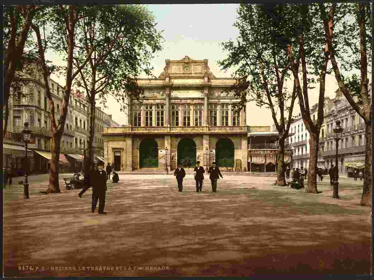 Béziers. Théâtre et promenade, 1890