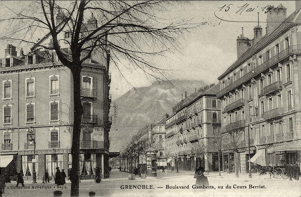 Grenoble. Boulevard Gambetta, vue du Cours Berriat, 1910