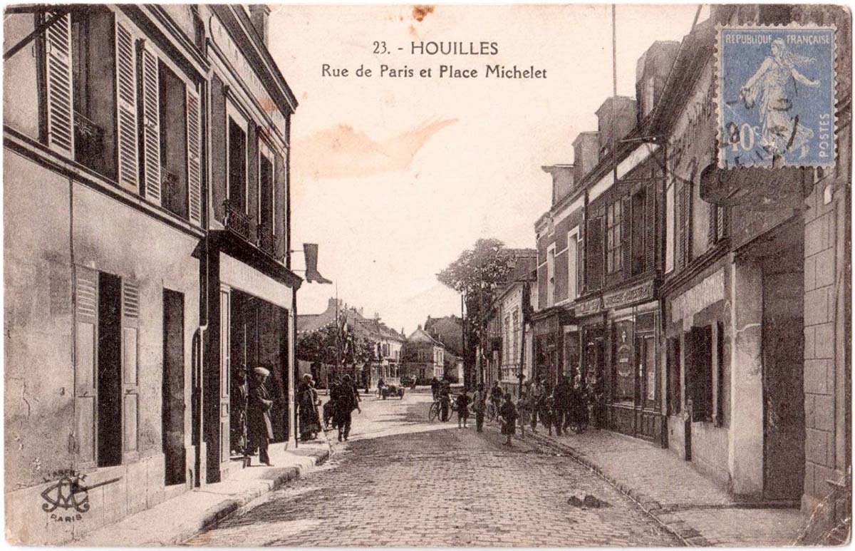 Houilles. Rue de Paris et Place Michelet