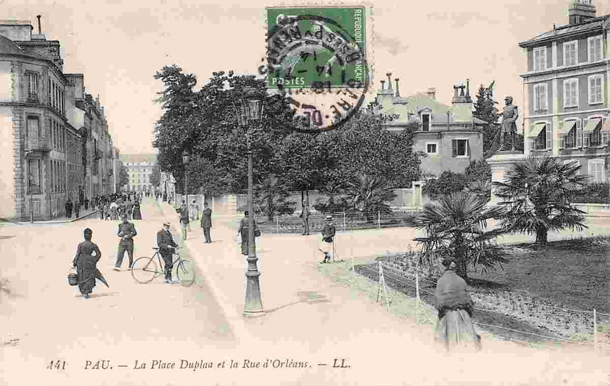 Pau. La Place Duplaa et la Rue d'Orléans, 1914