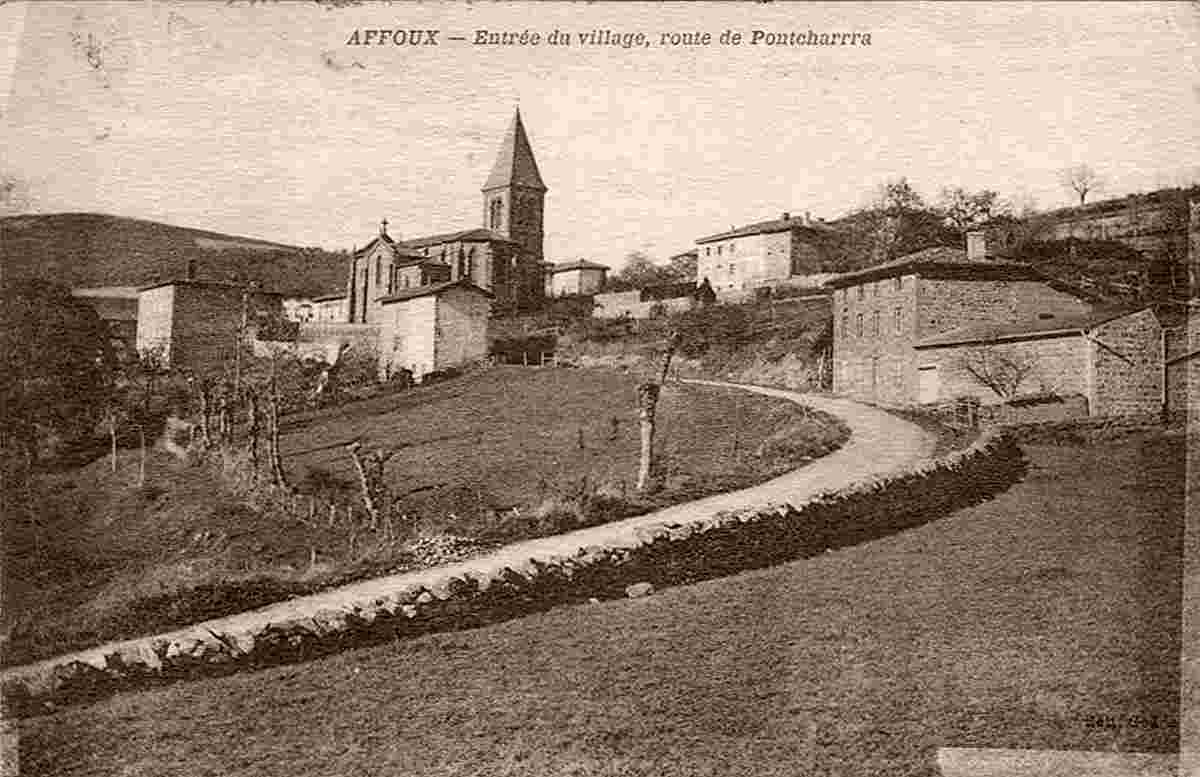 Affoux. Entree du village, Route de Pontcharra, 1937