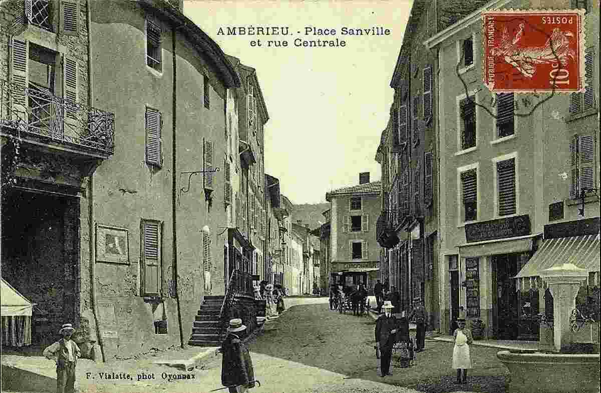 Ambérieu-en-Bugey. Place Sanville et rue Centrale