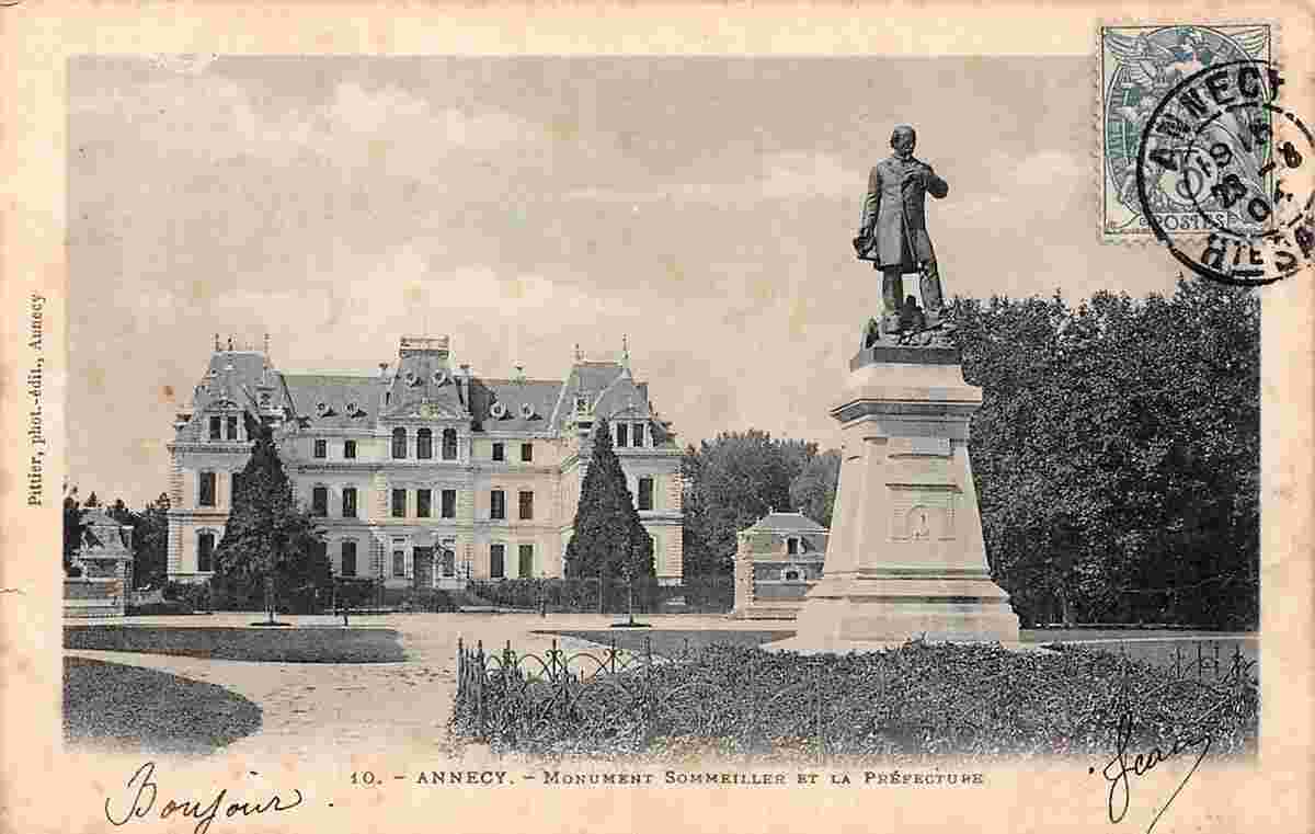 Annecy. Monument Sommeiller et la Préfecture, 1904