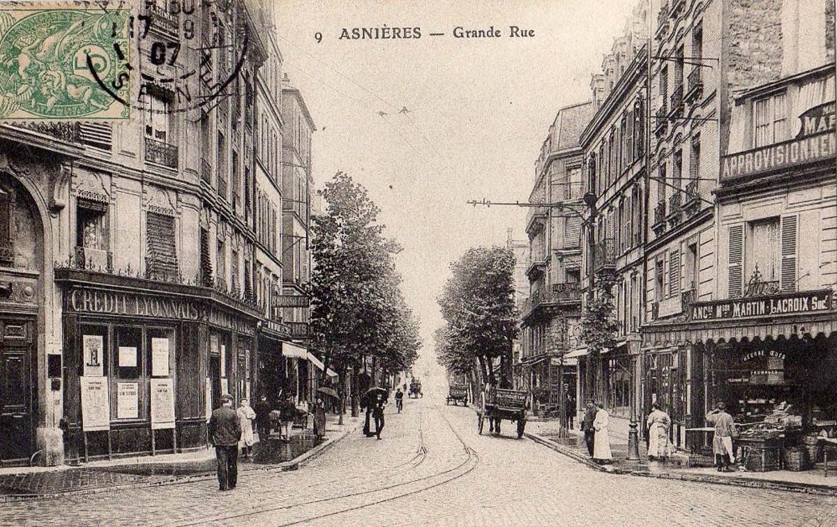 Asnières-sur-Saône. La Grande-Rue, Credit Lyonnais, Epicerie, 1907
