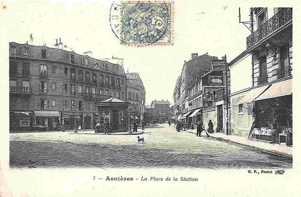 Asnières-sur-Saône. La Place de la Station, 1906