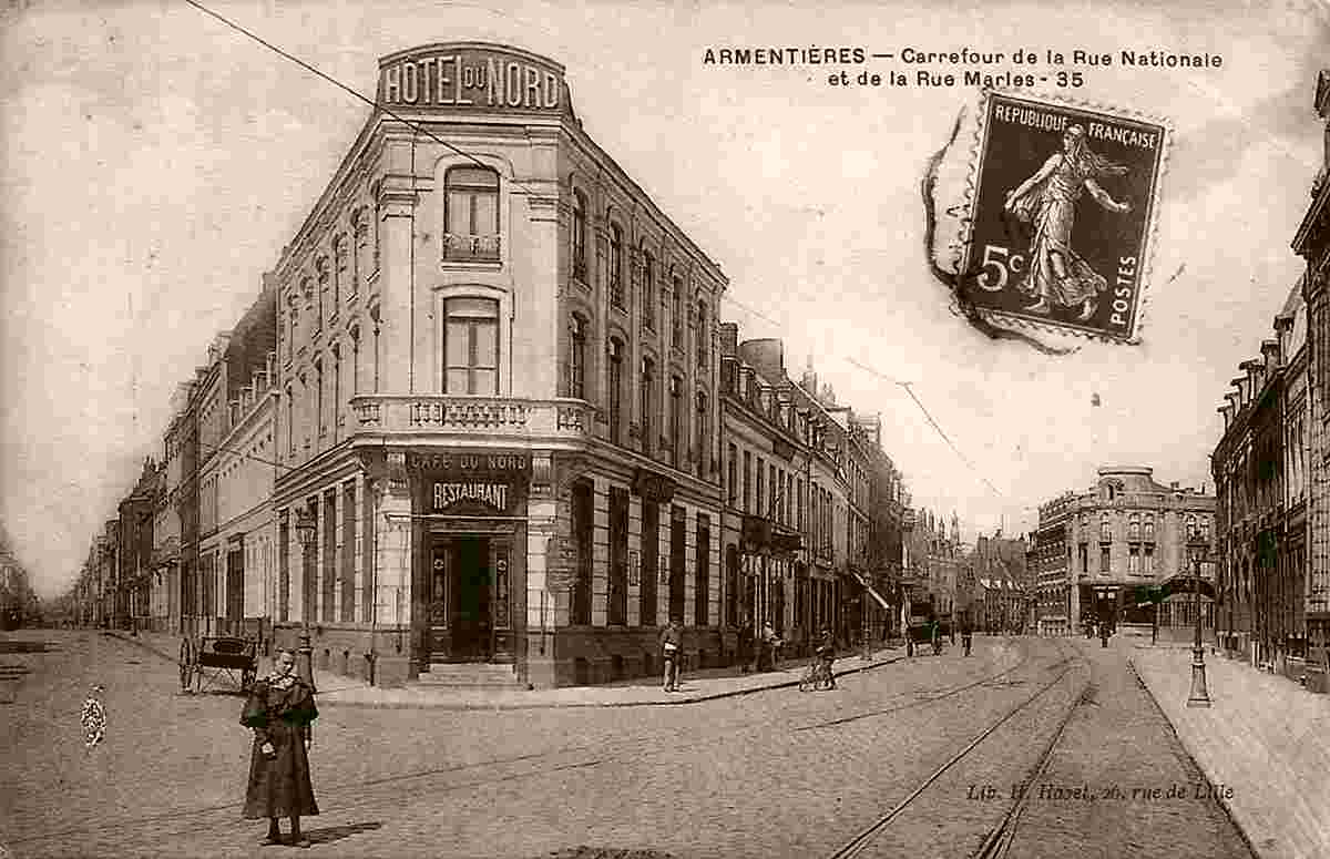 Armentières. Rue Nationale et de la rue de Marles