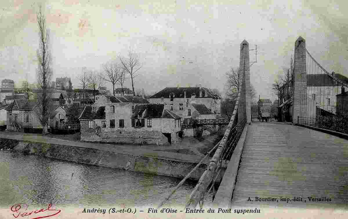 Andrésy. Entrée du Pont suspendu, 1904