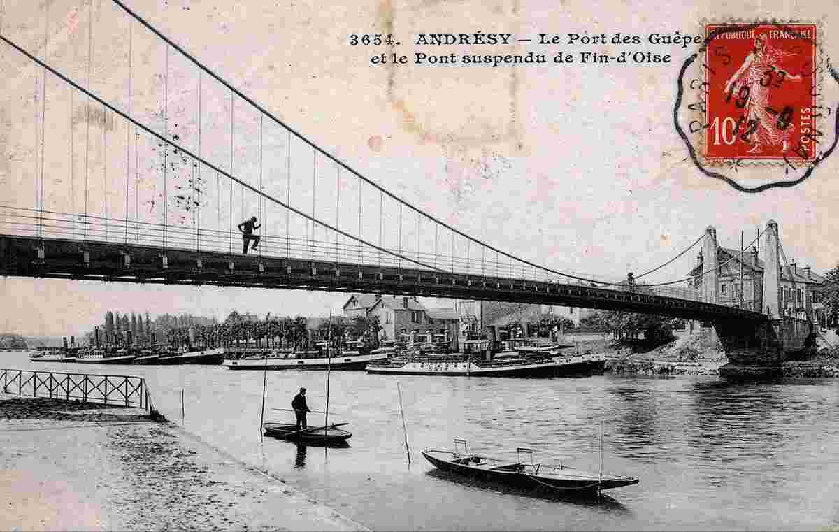 Andrésy. Le Port des Guêpes et le Pont suspendu de Fin d'Oise