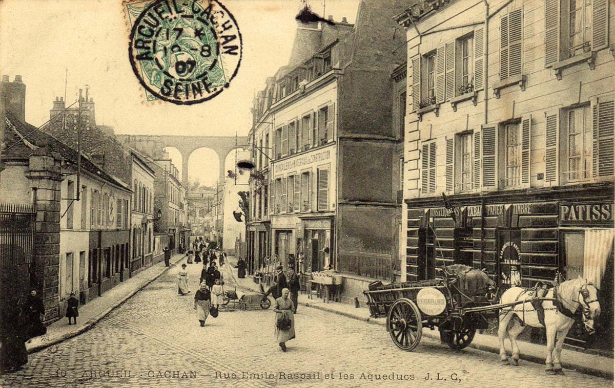 Arcueil. Rue Émile Raspail et les Aqueducs, 1907