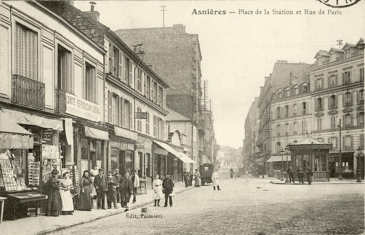 Asnières-sur-Seine. La Place de la Station et Rue de Paris, 1910