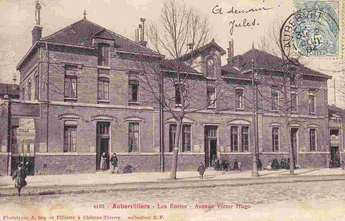 Aubervilliers. Avenue Victor Hugo, l'Ecole, 1904