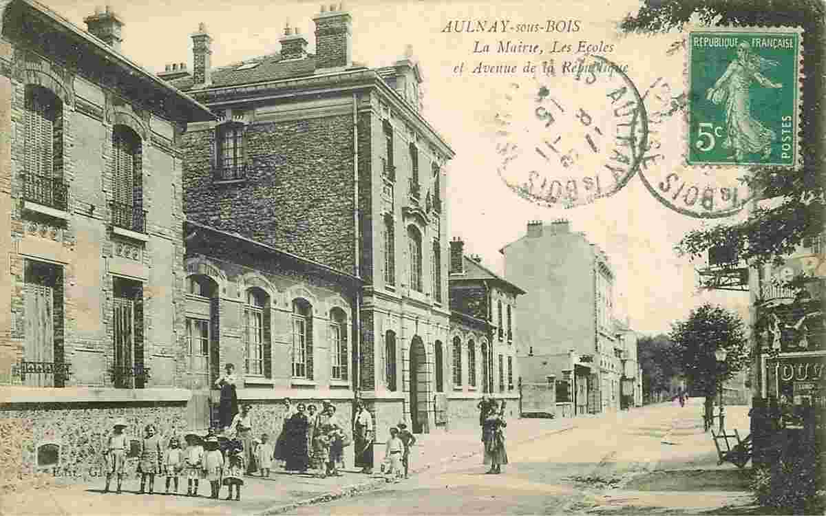 Aulnay-sous-Bois. La Mairie, l'Ecole et avenue de la République, 1915