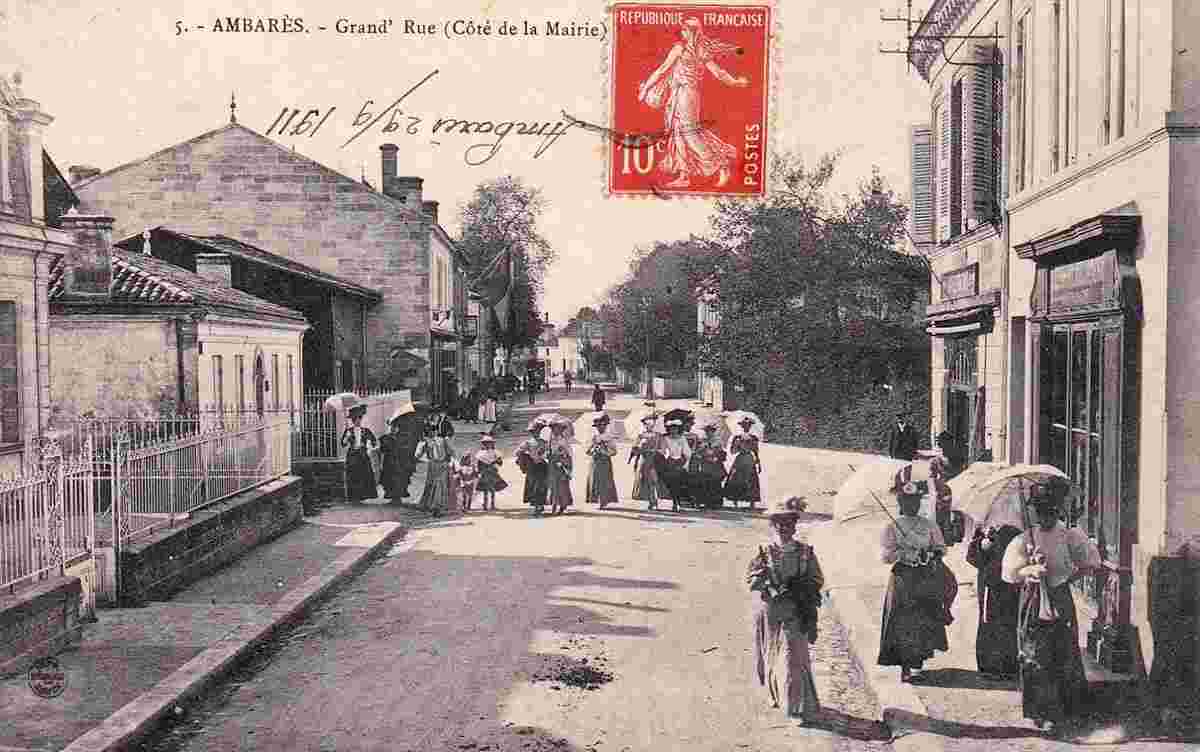 Ambarès-et-Lagrave. La Grand' Rue, Côté de la Mairie, 1911