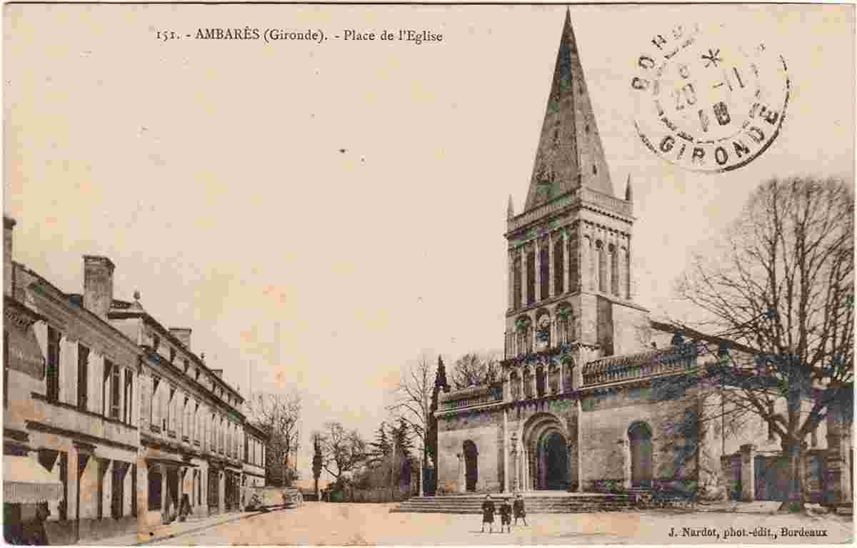 Ambarès-et-Lagrave. Place de l'Eglise, 1918
