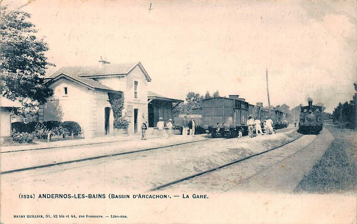 Andernos-les-Bains. La Gare et le Train, 1902