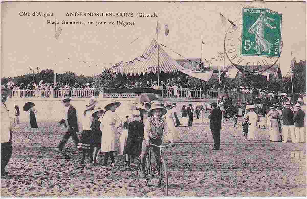 Andernos-les-Bains. Place Gambetta, un jour de Régates, 1912