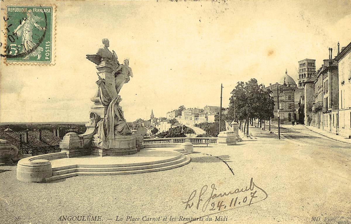 Angoulême. La Place Carnot et les Remparts du Midi, 1907