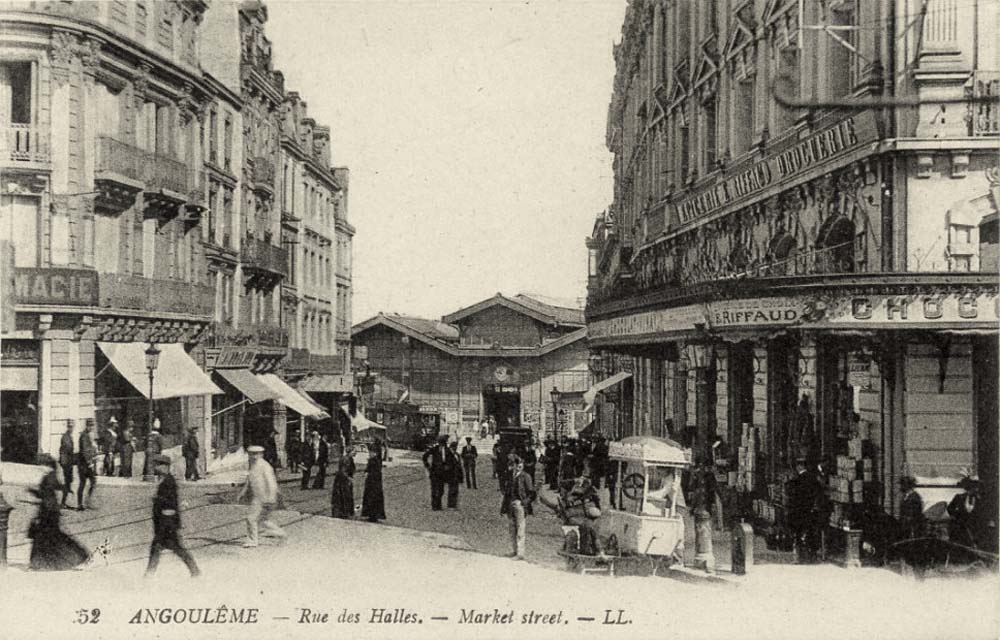 Angoulême. Rue des Halles, rue de Marché, café de Lille