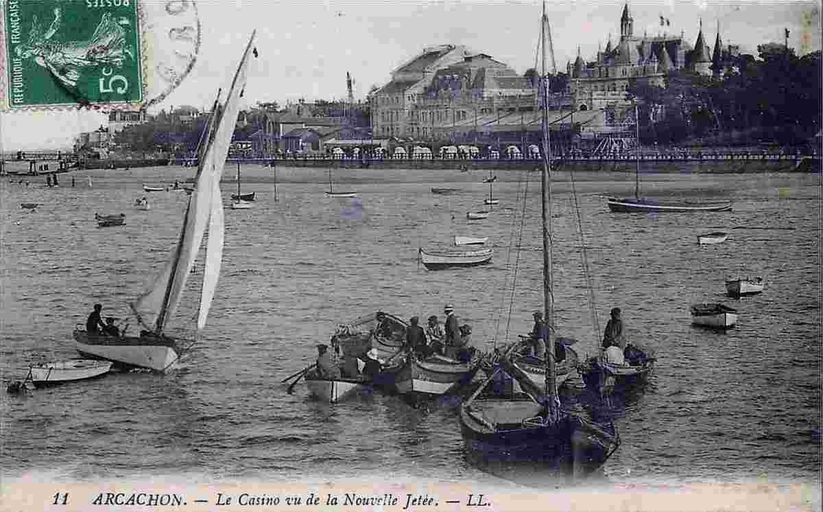 Arcachon. Pêcheurs et Casino Nouvelle Jetée, 1916