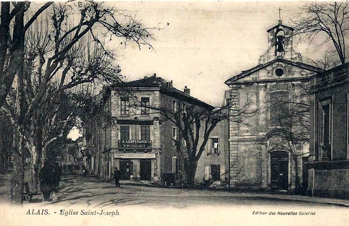 Alès. Église Saint Joseph, vue prise du Tribunal, 1904