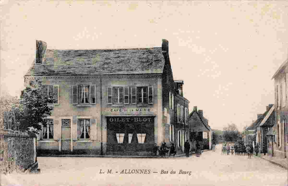Allonnes. Bas du Bourg, Café de la Mairie, 1915