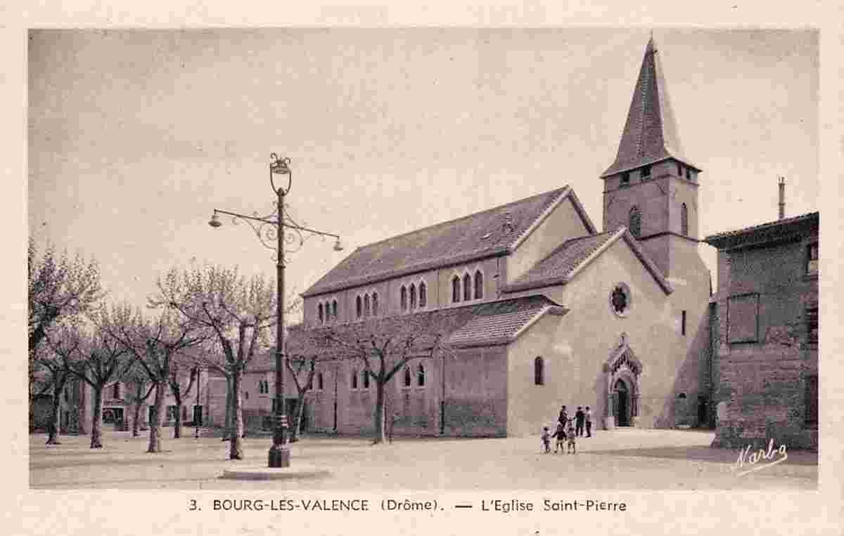 Bourg-les-Valence. Nouvelle église Saint Pierre, Place
