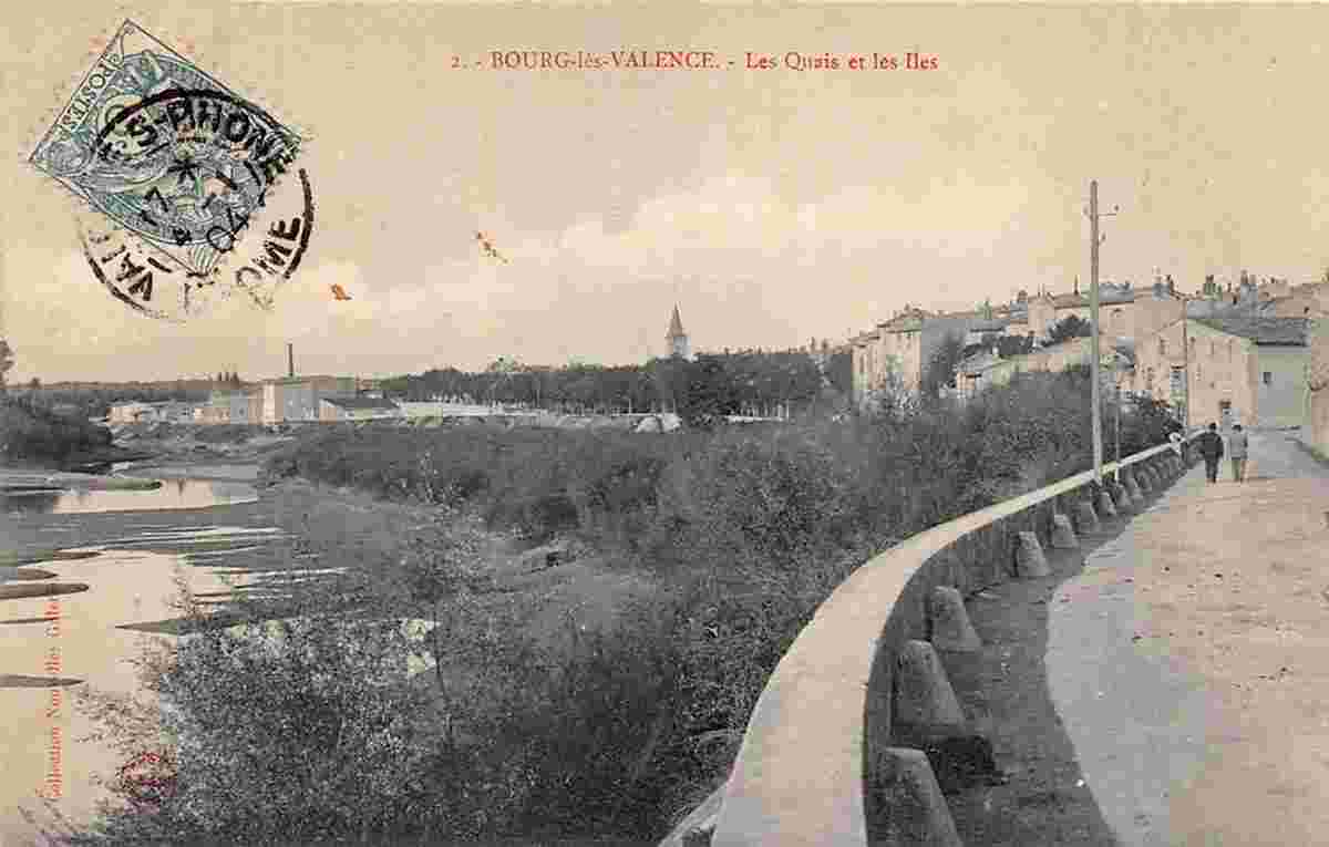 Bourg-les-Valence. Quai et les Îles, 1904