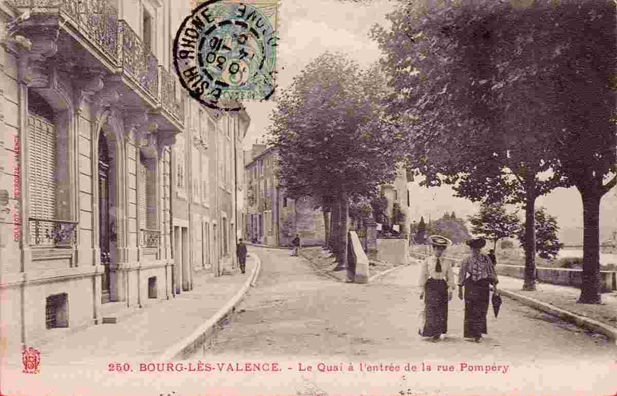 Bourg-les-Valence. Quai a l'entree de la Rue Pompery