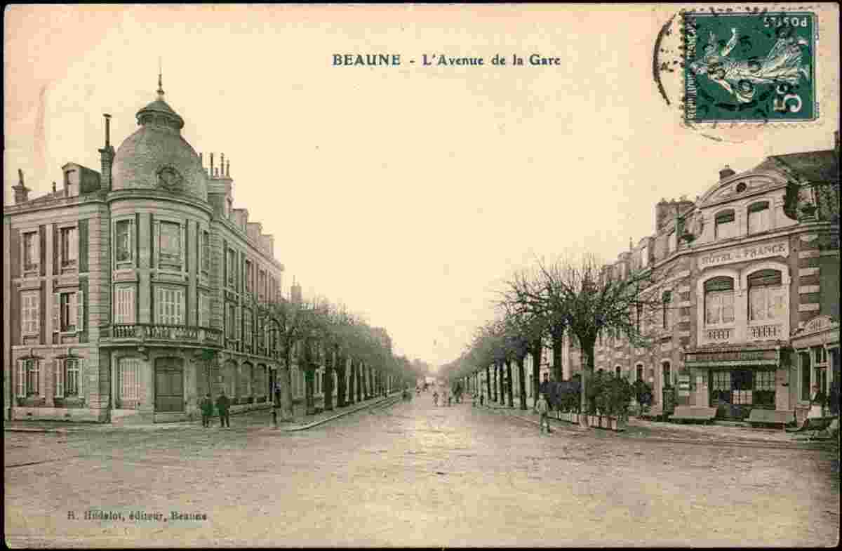 Beaune. Avenue de la Gare, Hôtel de France, 1910