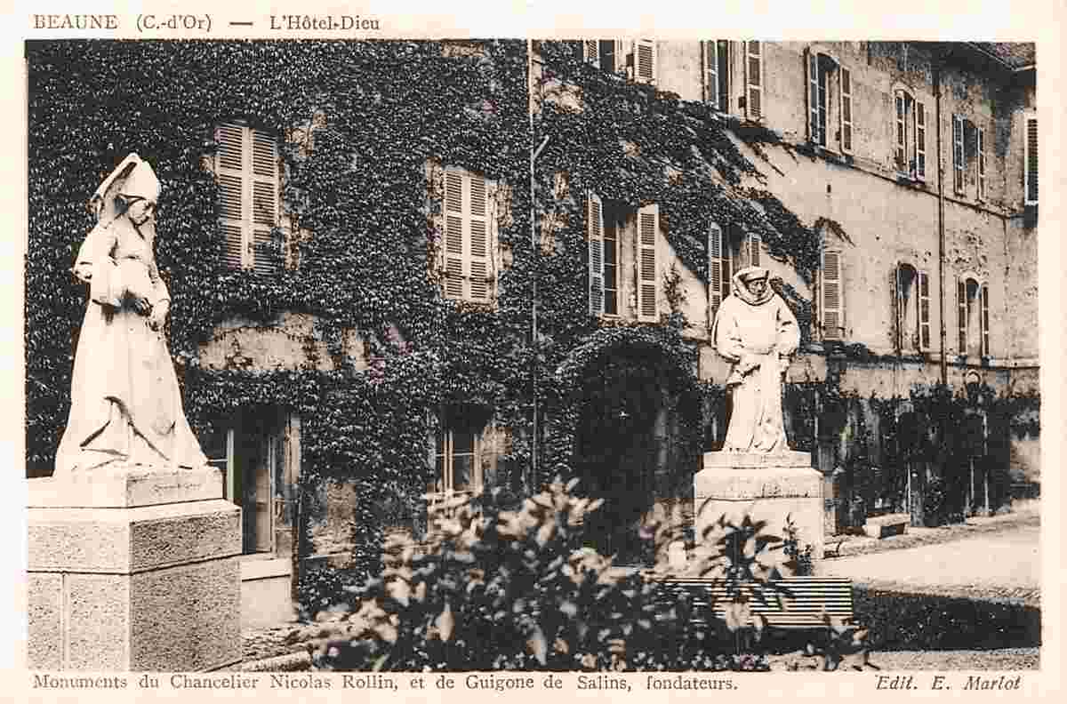 Beaune. L'Hôtel Dieu, Statues des Fondateurs - Nicolas Rolin et Guigone de Salins