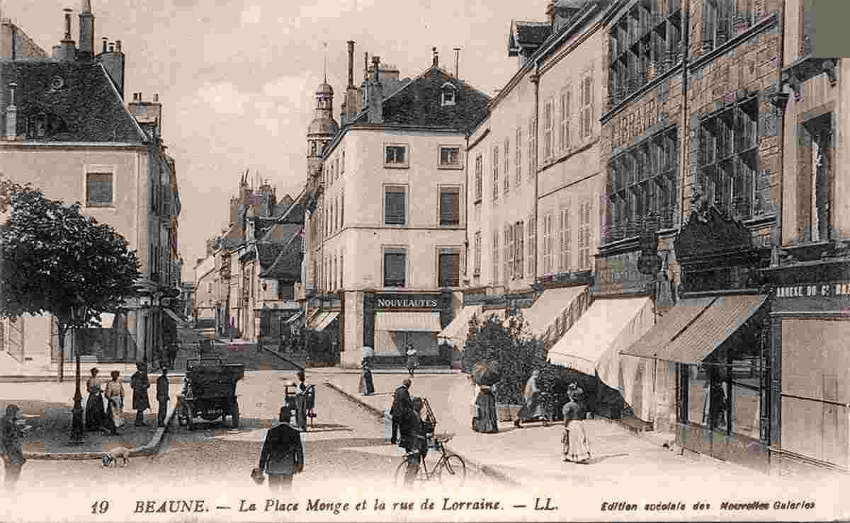 Beaune. Rue de Lorraine et Place Monge