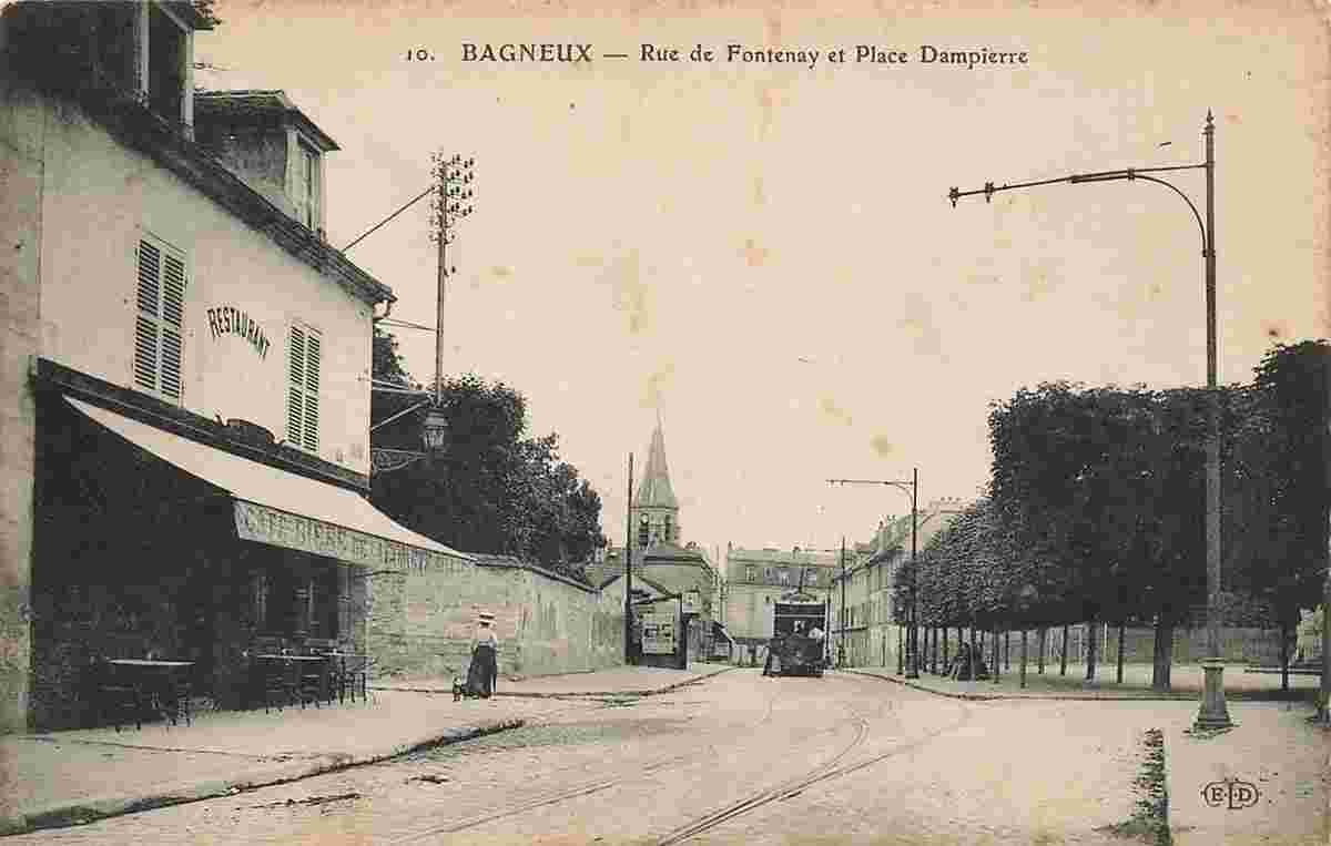 Bagneux. Place Dampierre et Rue Fontenay, Station du Tramway