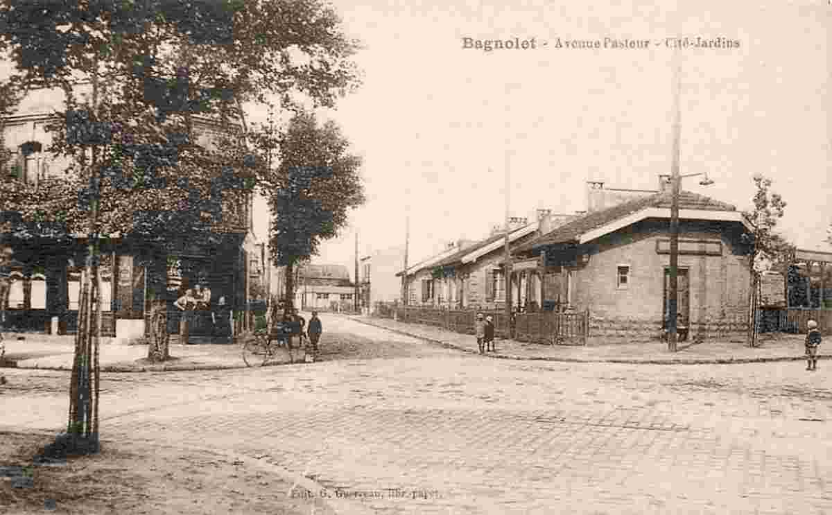 Bagnolet. Avenue Pasteur, Café et Cité Jardins