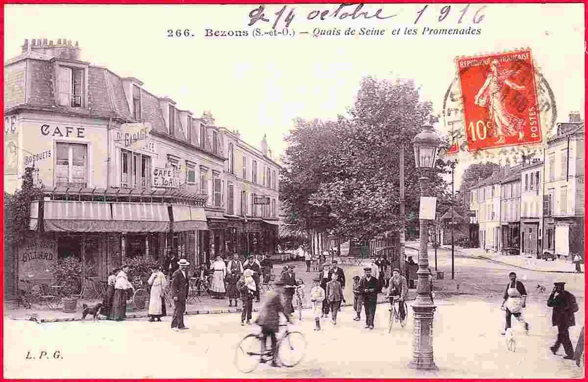 Bezons. Quai de Seine et les promenades, 1916