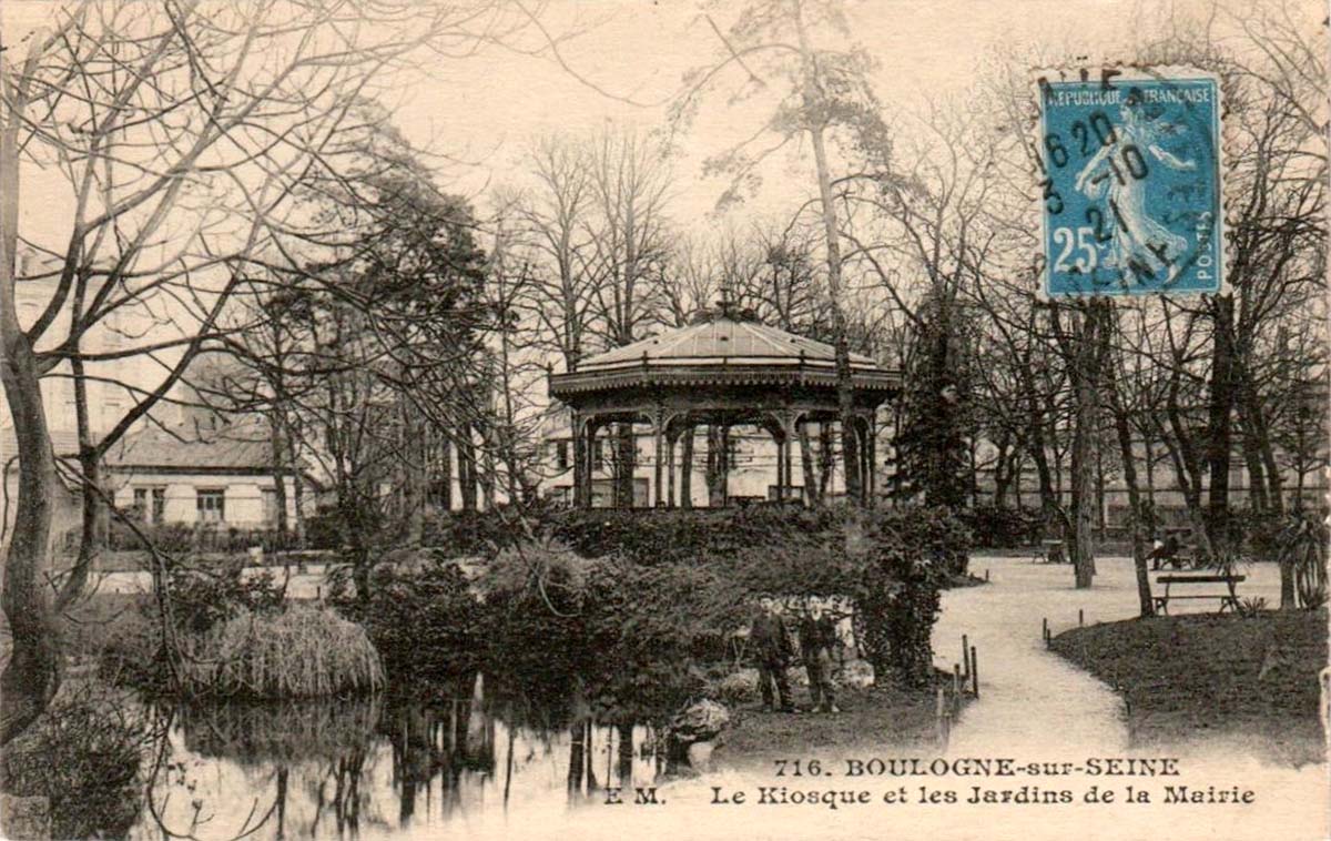 Boulogne-Billancourt. Le Kiosque et les Jardins de la Mairie, 1921
