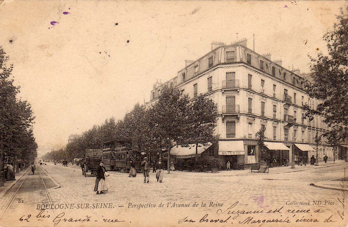 Boulogne-Billancourt. Perspective et Avenue de la Reine