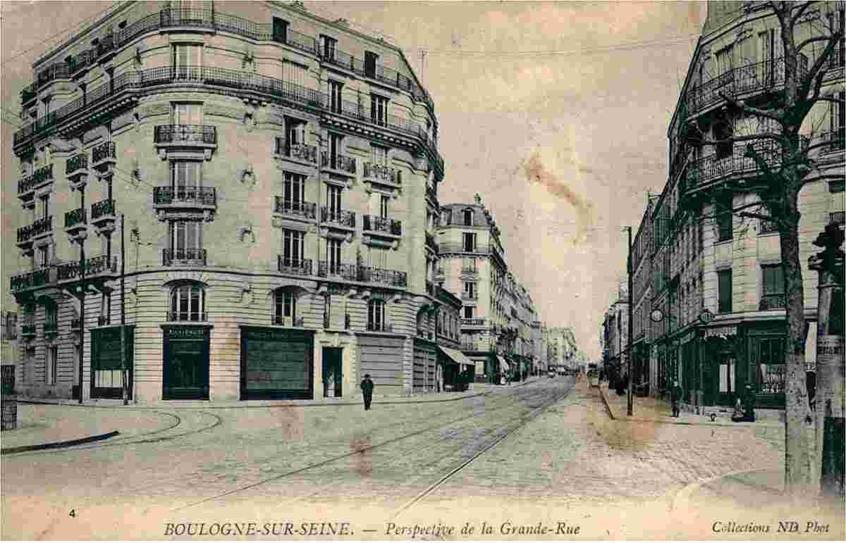 Boulogne-Billancourt. Perspective de la Grande Rue, 1904